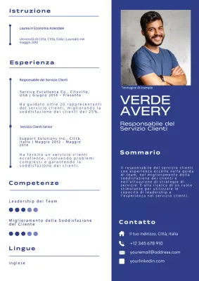 Portafoglio del responsabile del servizio clienti moderno blu e bianco