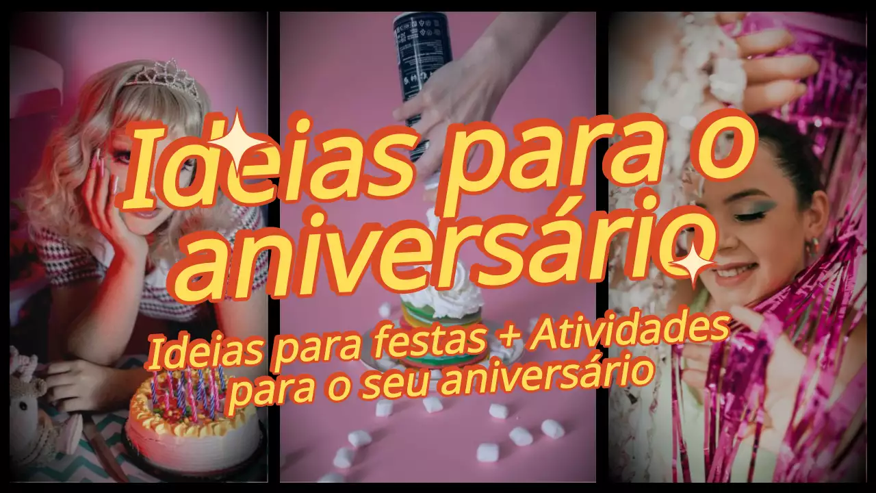 Amarelo Laranja Moldura retrô na moda Vlog de aniversário