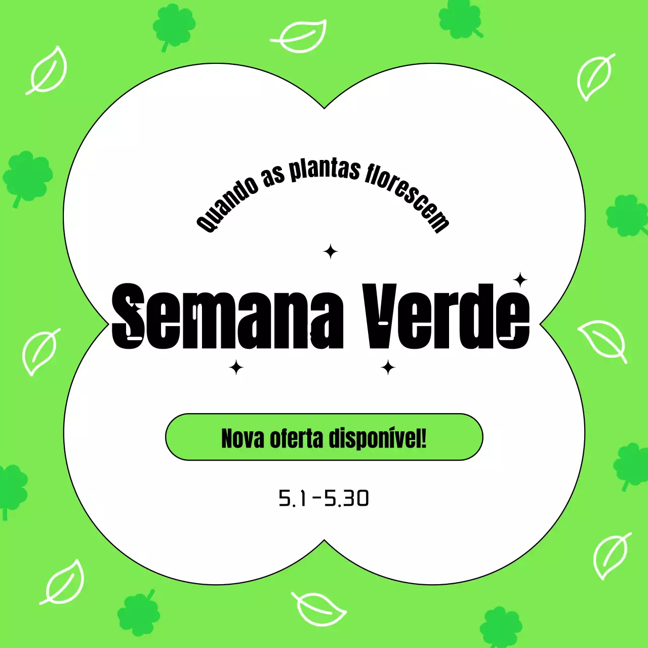 Um simples anúncio de evento da semana verde dos botões de primavera em chartreuse e branco