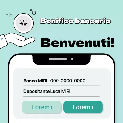 Un semplice avviso di benvenuto per l'addebito diretto di colore menta e blu chiaro