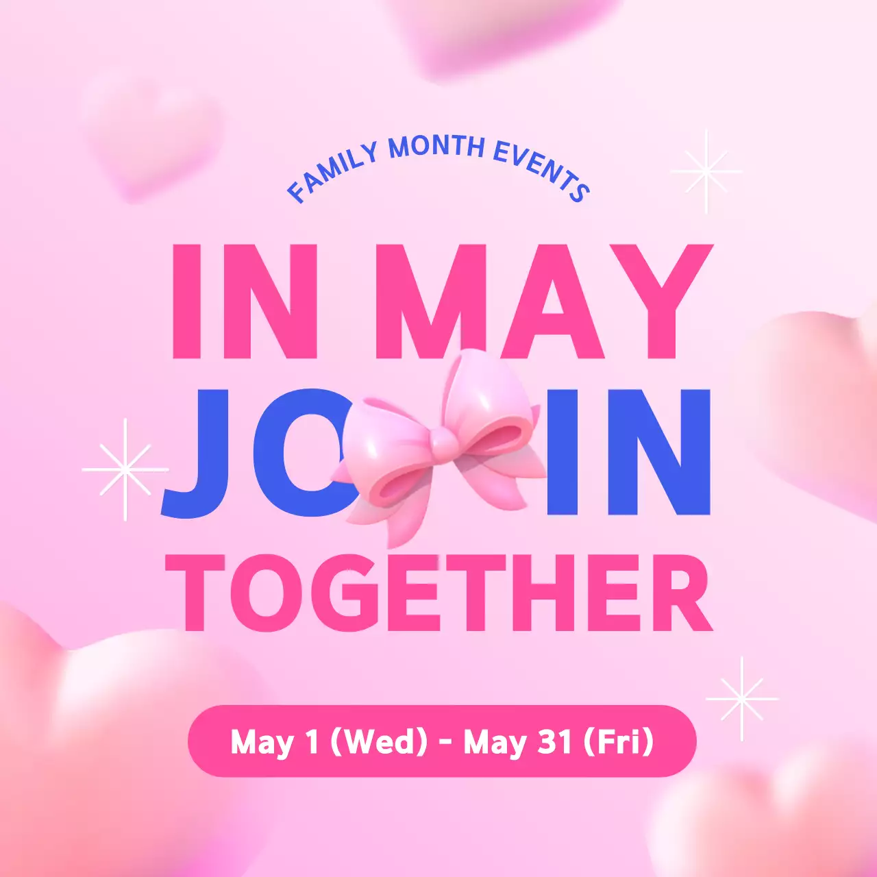 핑크 트렌디 패밀리 프로모션 소셜 미디어 게시물