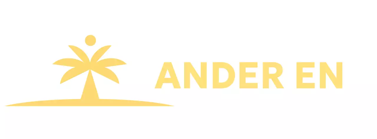 Briefpapier ontwerp met een eiland met palmbomen