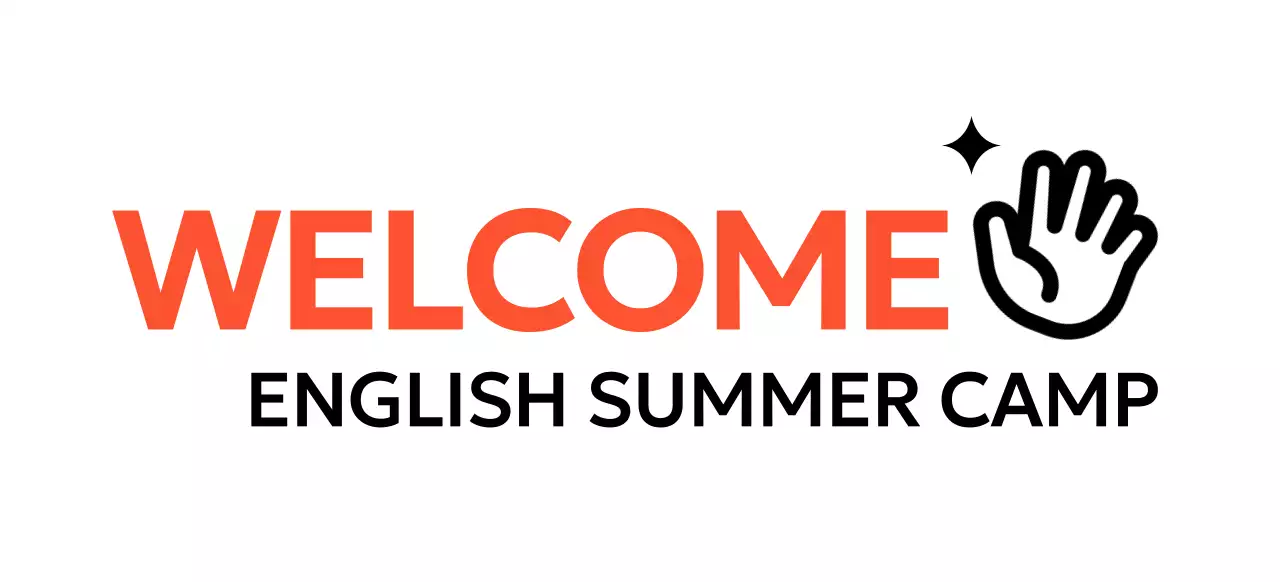 English camp promotional design with hand icon