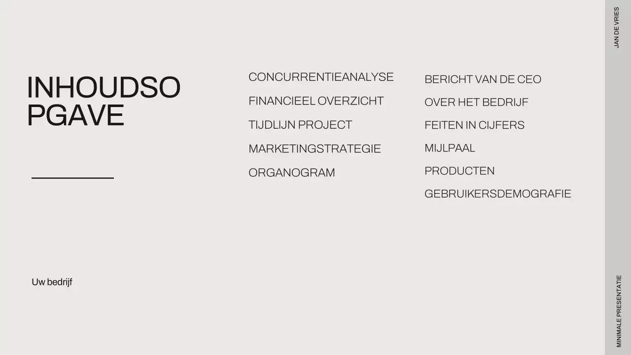 Minimalistische zakelijke presentatie in zwart en beige