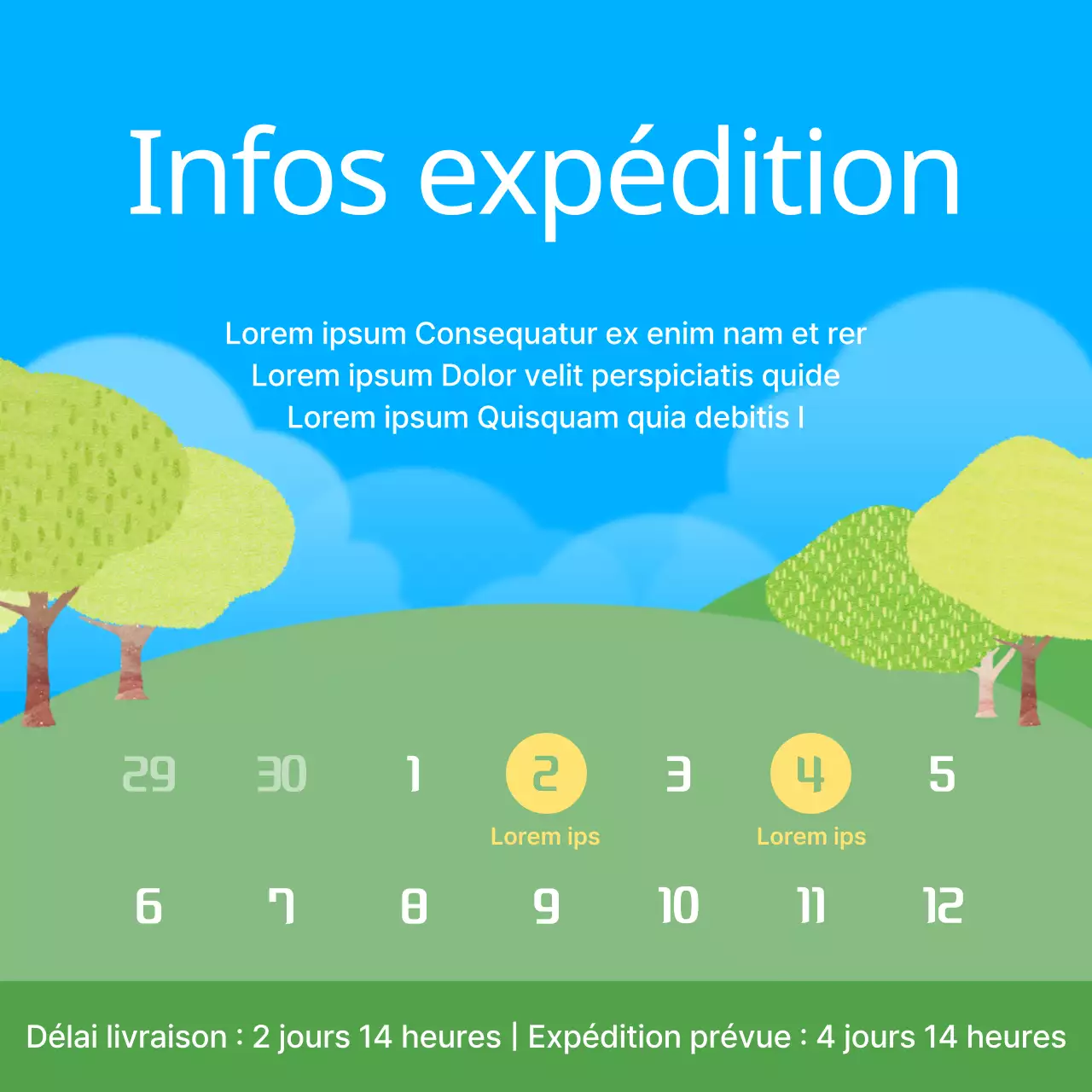 Nature's Shipping Finishes in Light Blue and Lime Green Guide des expéditions programmées