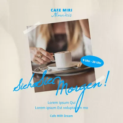 Moderne Cafe-Ankündigungssäule in Hellblau und Beige