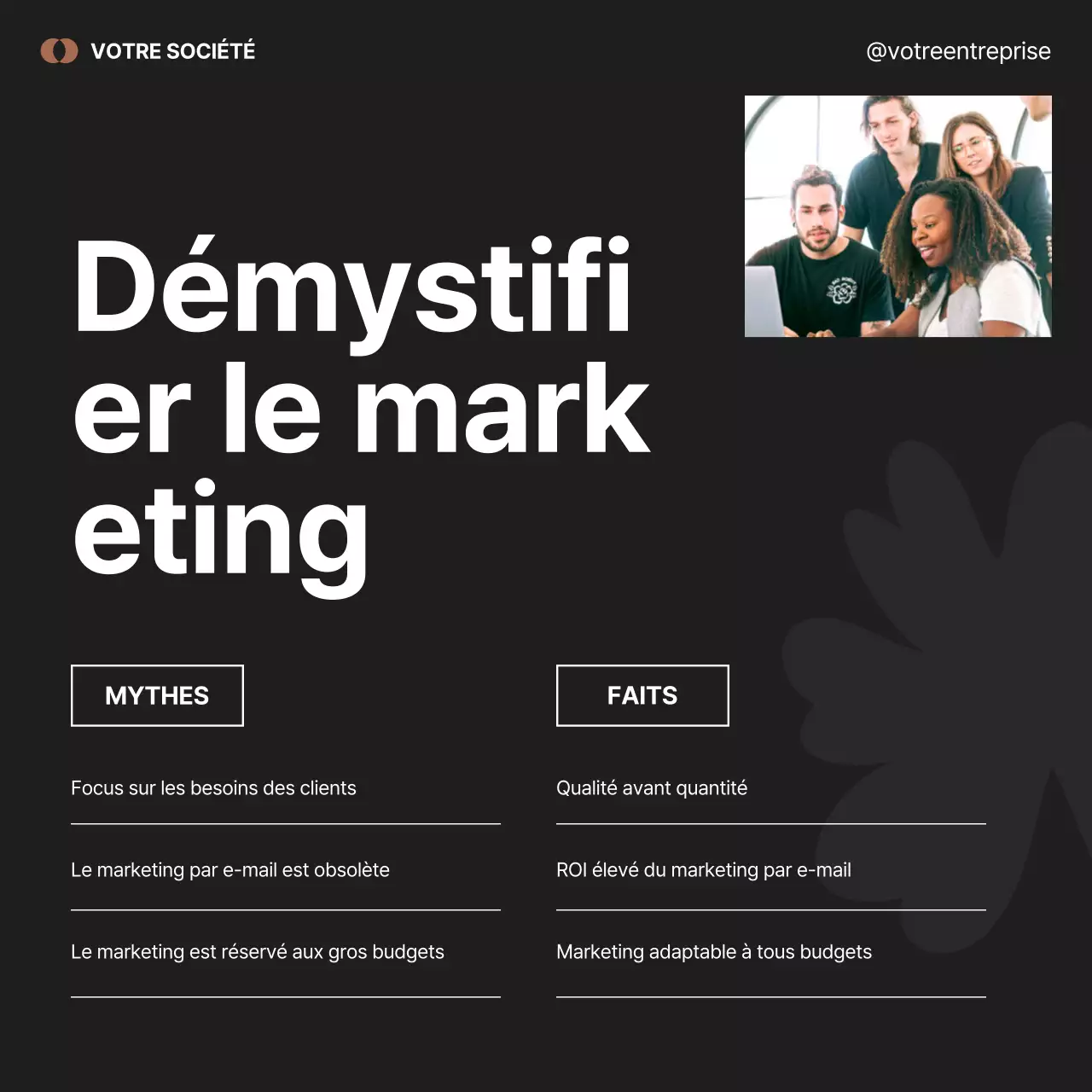 Publicité marketing minimale en noir et vert