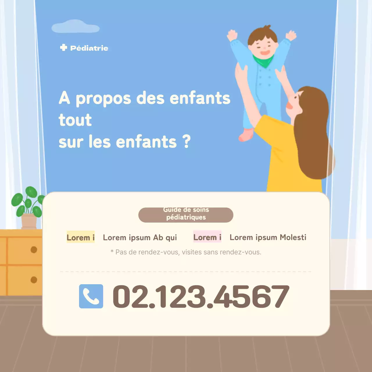 Conseils aux parents en bleu clair