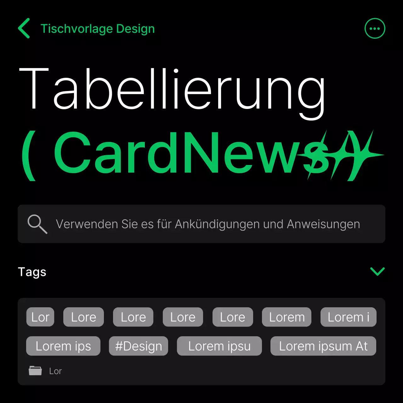Ein Leitfaden für moderne Tabellierungen in Schwarz und Grün
