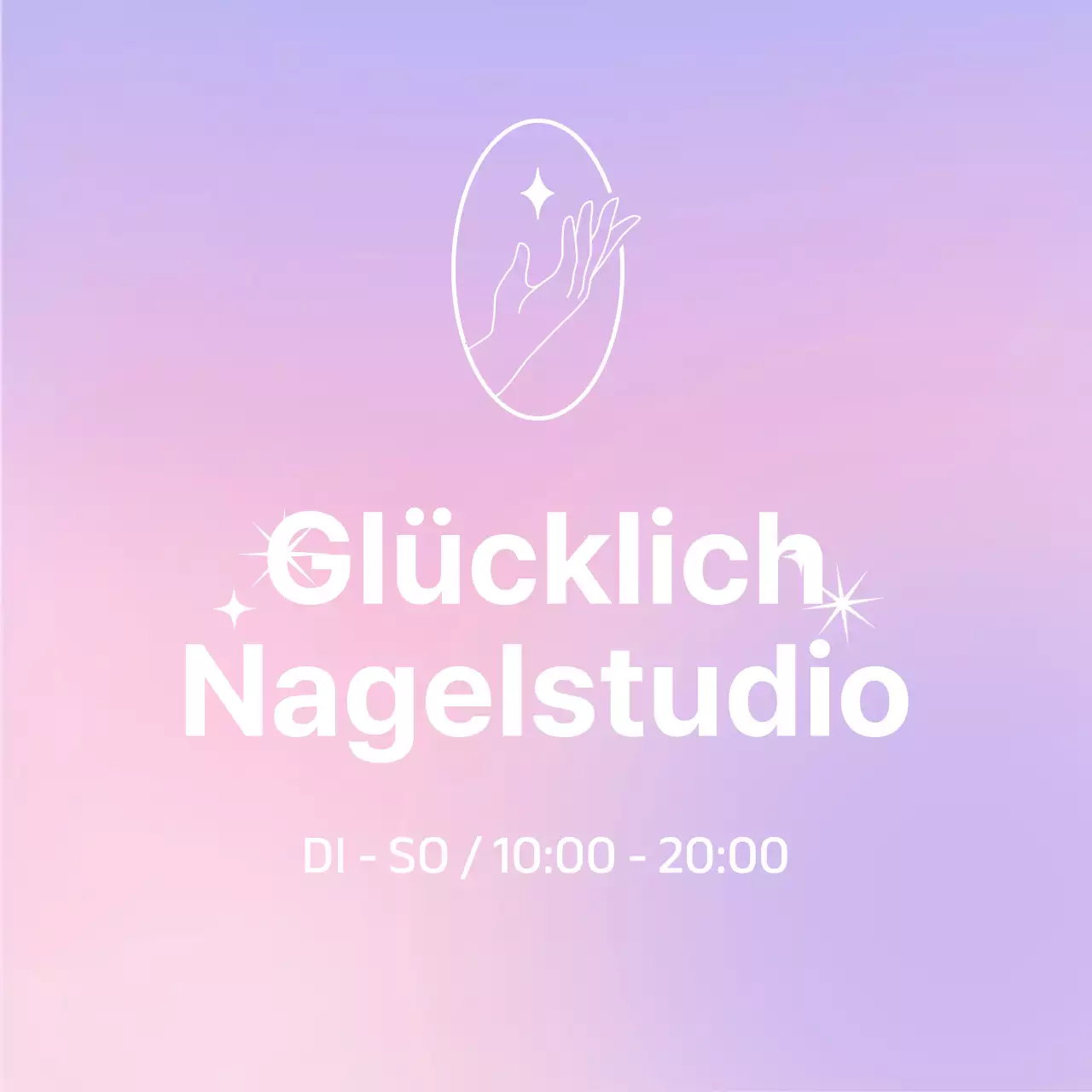 Werbung für einen Schönheitssalon mit Farbverlauf in Rosa und Lila