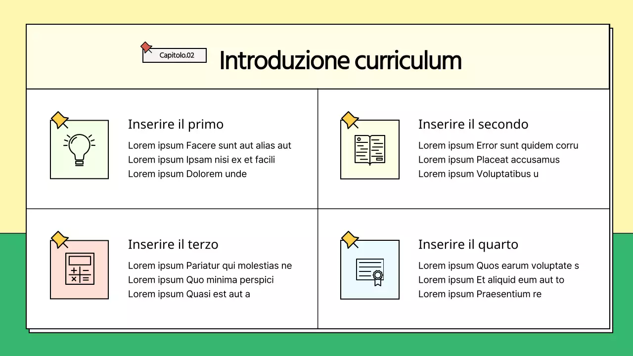 Prospetto scolastico giallo e verde