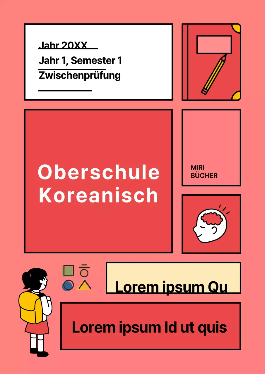 Roter, einfacher, einbändiger High-School-Einband