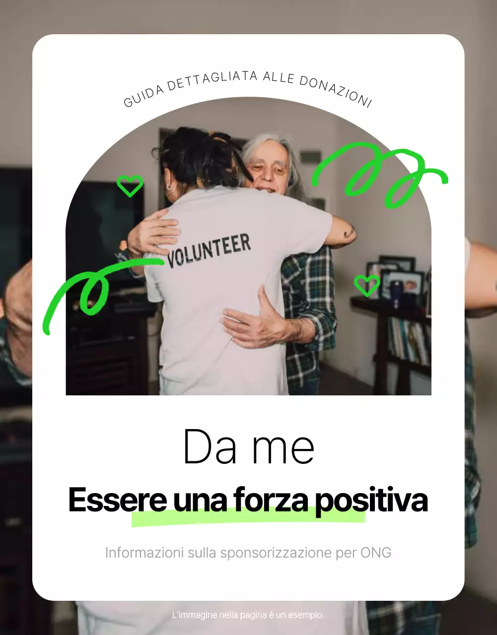 Informazioni semplici sulla sponsorizzazione della ONG in bianco e in colori fluorescenti