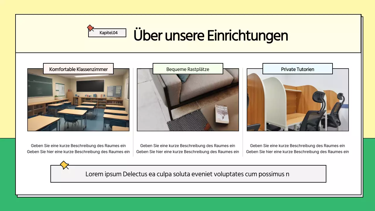 Gelber und grüner Schulprospekt