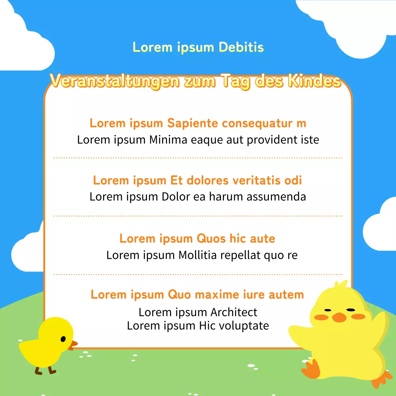 Werben Sie für eine schöne gelbe und grüne Veranstaltung zum Kindertag