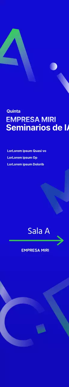 2024 Inteligencia artificial AI embellecimiento diseño de la bandera para la institución corporativa seminario empresa alfabeto Inglés sobre fondo azul