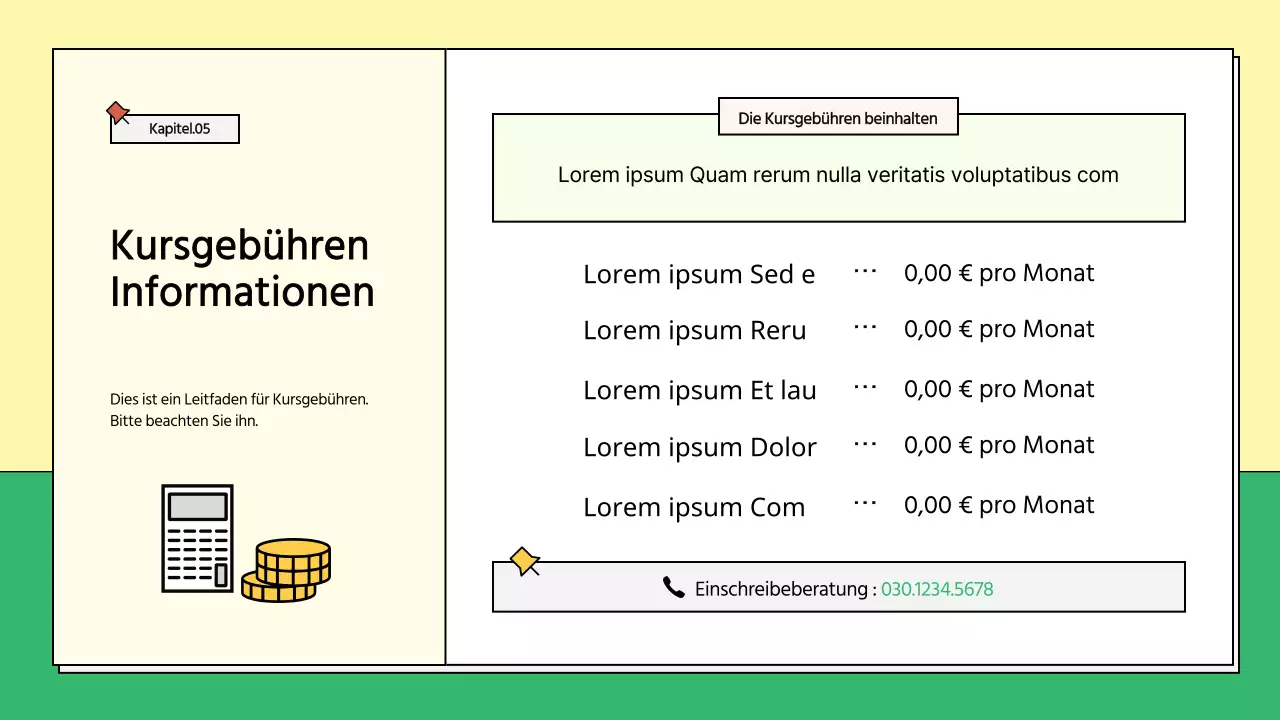 Gelber und grüner Schulprospekt