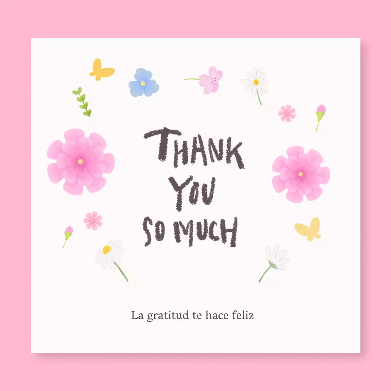 Una bonita nota de agradecimiento en rosa y blanco para el mes de noviembre