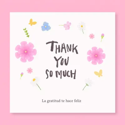 Una bonita nota de agradecimiento en rosa y blanco para el mes de noviembre