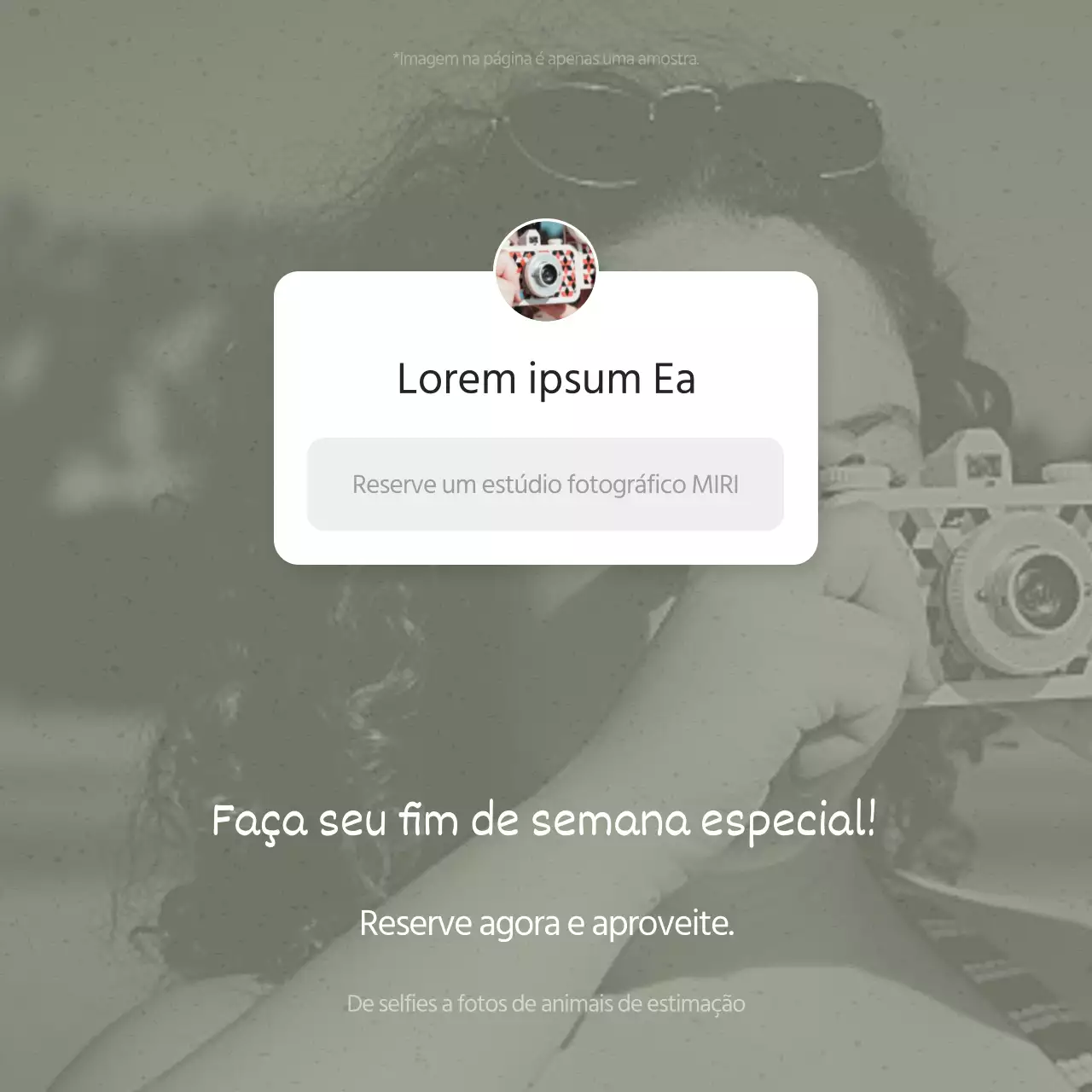 Promover reservas num estúdio minimalista em caqui e branco