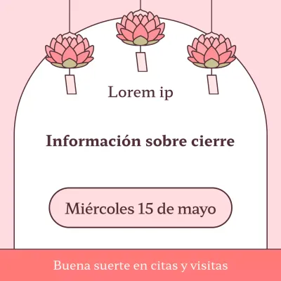 Un sencillo anuncio de clausura del Día de Buda en rosa y marrón