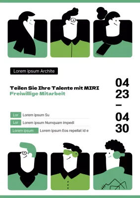 Werben Sie für Ihre Veranstaltung mit einem hübschen grün-schwarzen Schild für Freiwillige