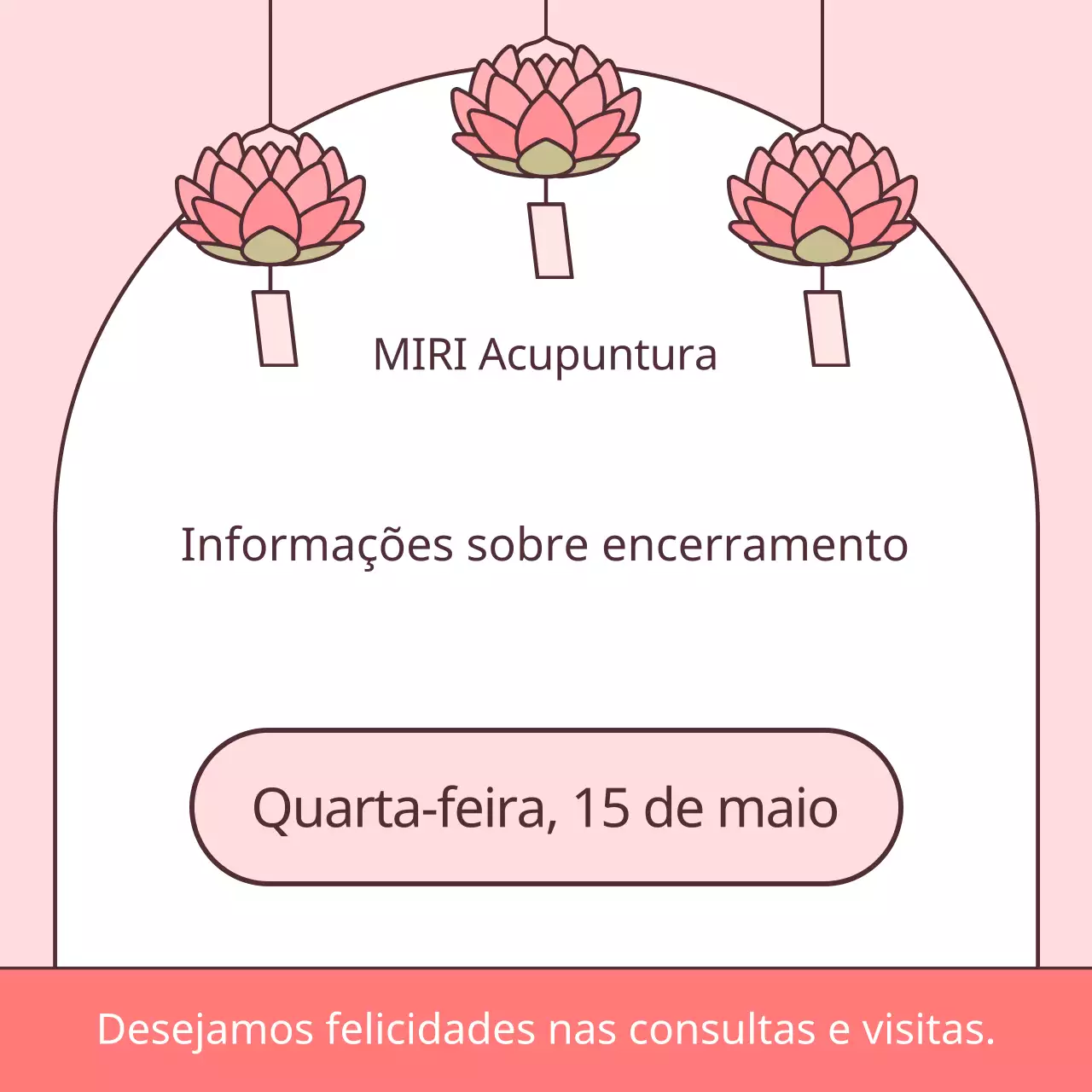 Um simples anúncio de fecho do Dia de Buda em cor-de-rosa e castanho