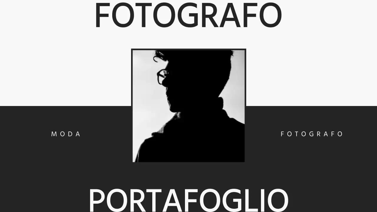 Portafoglio fotografico minimale in nero e grigio
