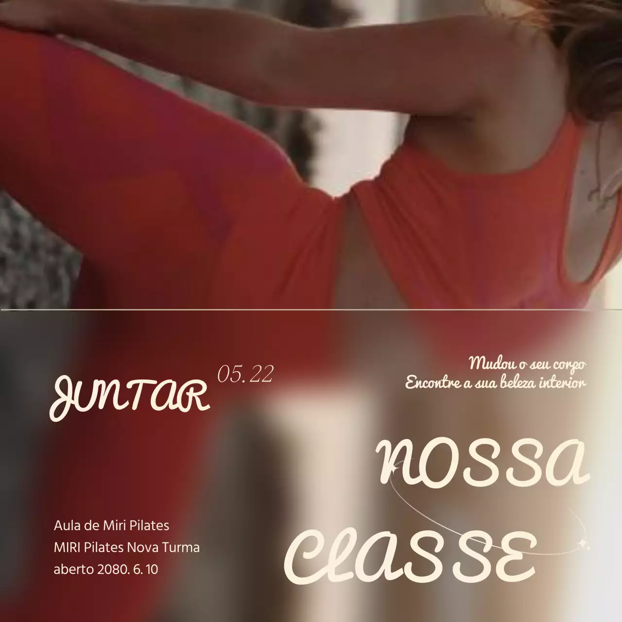 Promover o Pilates na moda com laranja e castanho