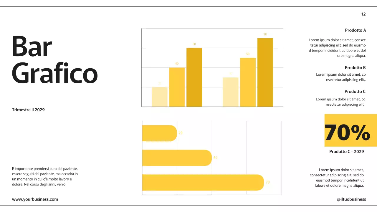 Pagine di presentazione aziendale moderne giallo nero con vari layout