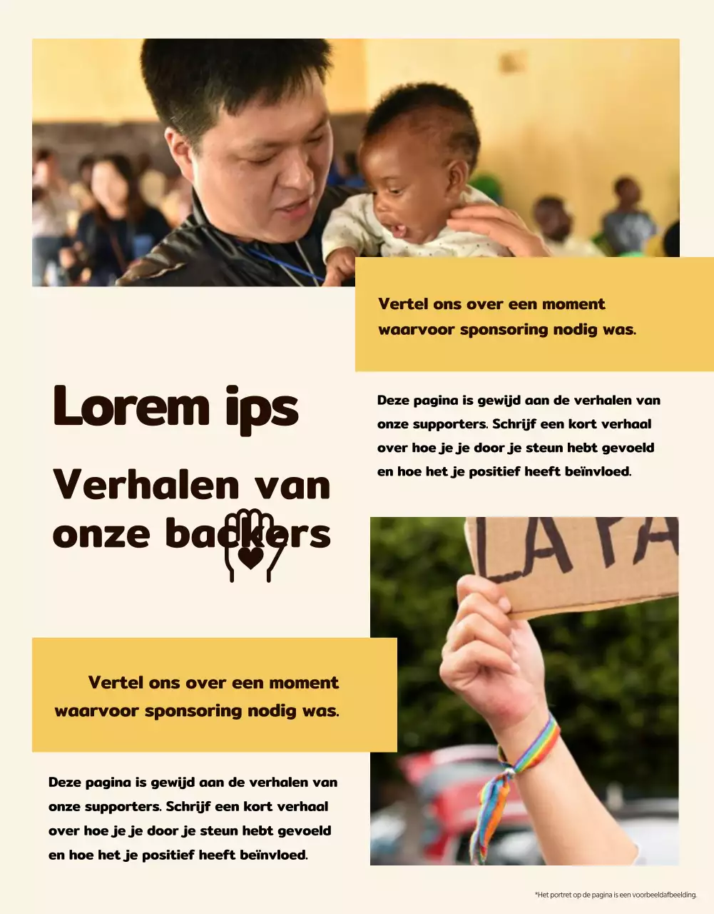 Een eenvoudige oproep tot actie in geel en beige