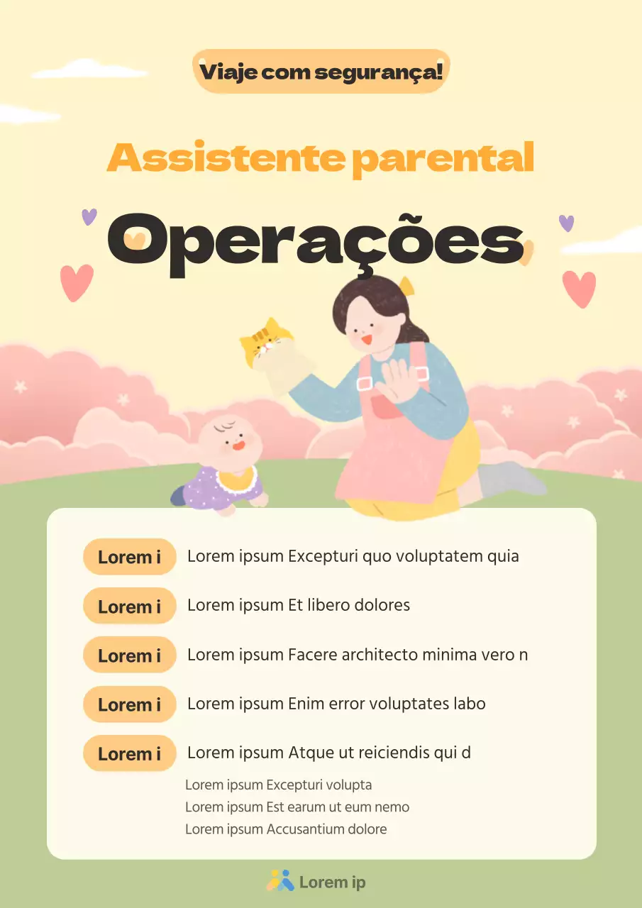 Anúncio de assistente parental amarelo e marfim