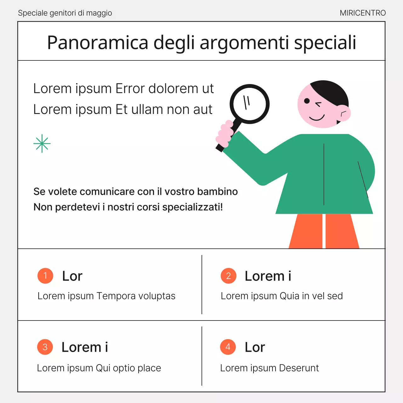  Promuovere i corsi di genitorialità verde e nera