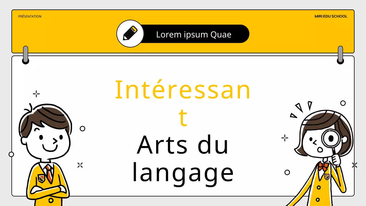 Un simple prospectus d'école de rédaction d'essais jaune et noir