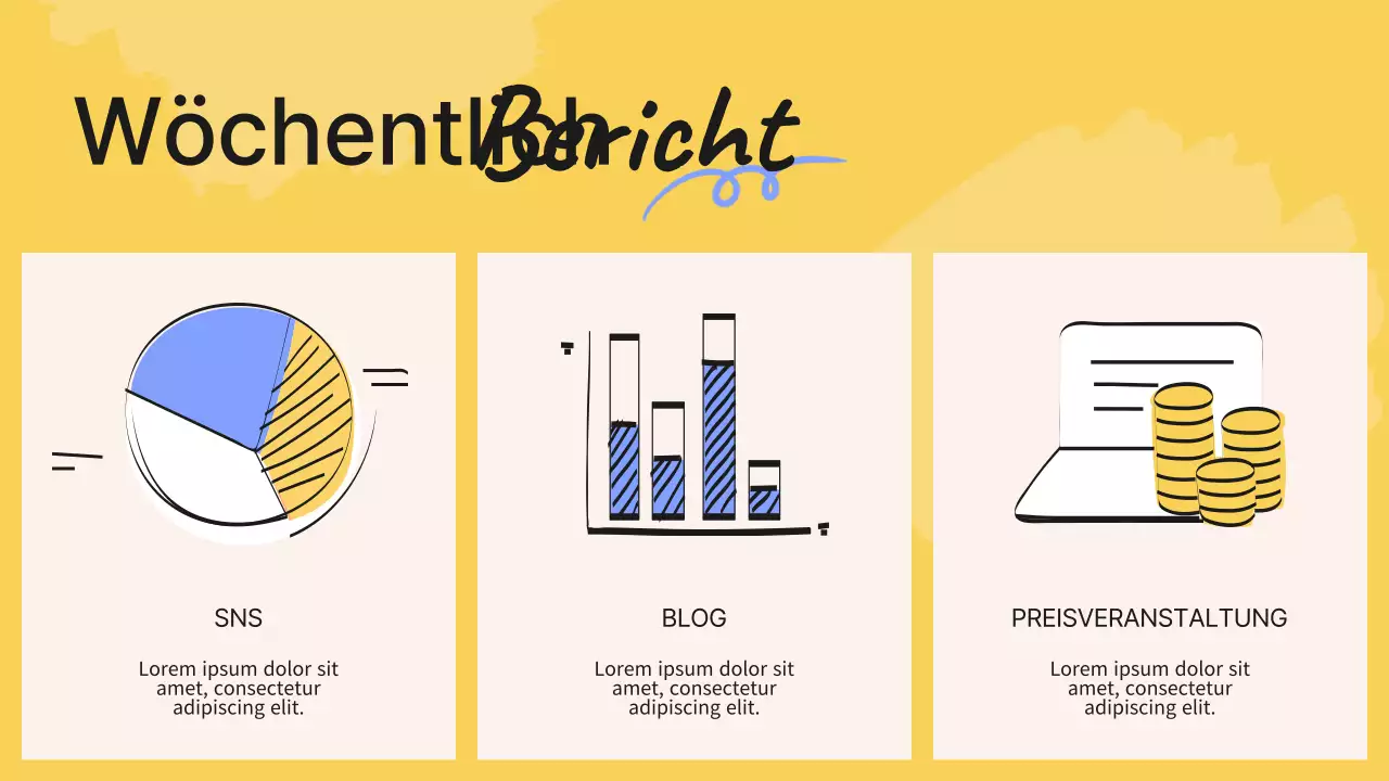 Grüner und gelber Trend Marketing Team Meeting Notizen Bericht
