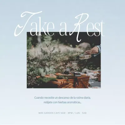 Promocione el horario de apertura de su cafetería con un moderno diseño en azul claro y blanco