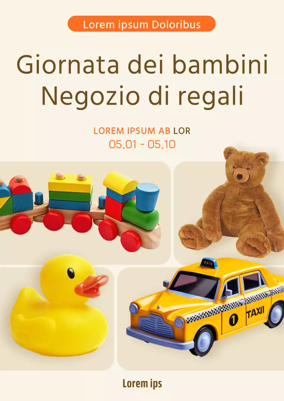 Un poster promozionale per una simpatica collezione di giocattoli gialli