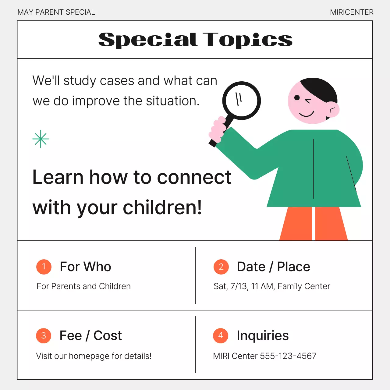 Thông báo sự kiện gia đình hiện đại đầy màu sắc Instagram Carousel