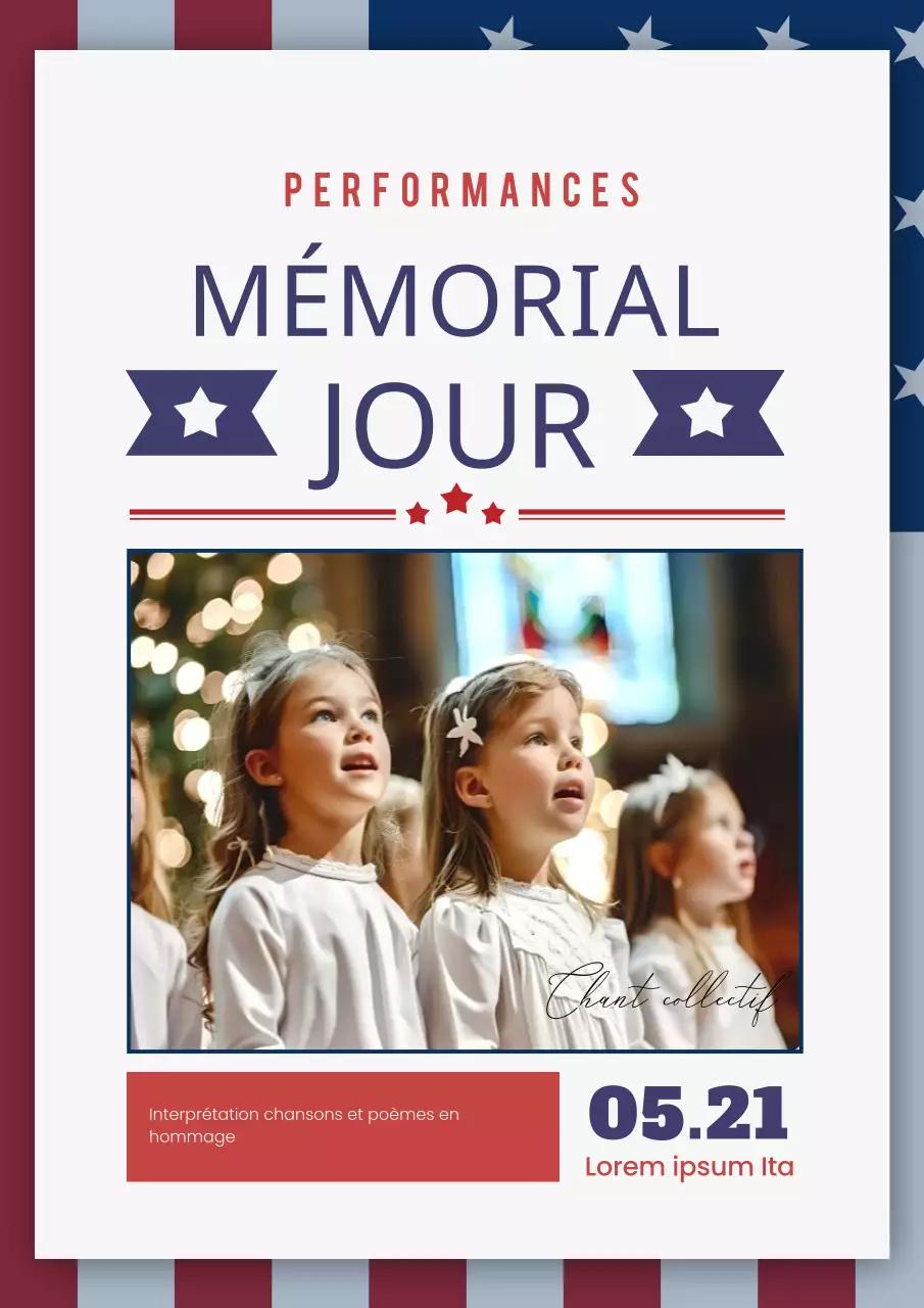 Promouvoir une simple chorale d'enfants en bleu et rouge