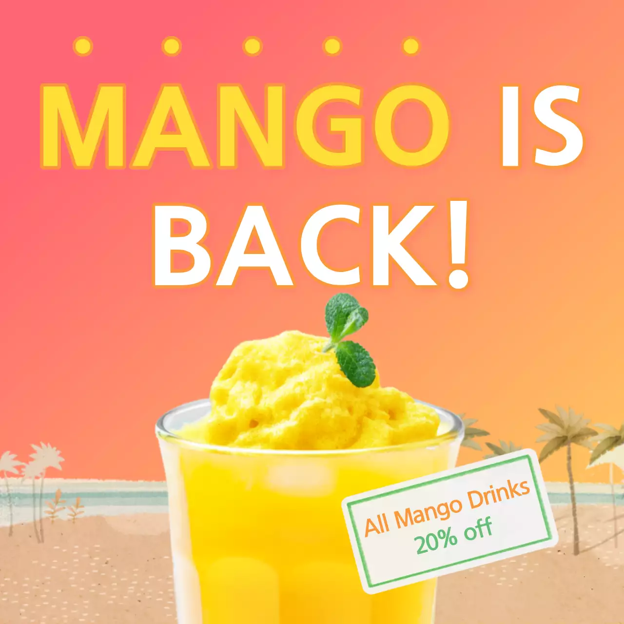 Orange Trendy Drinks Promotion Social Media Post