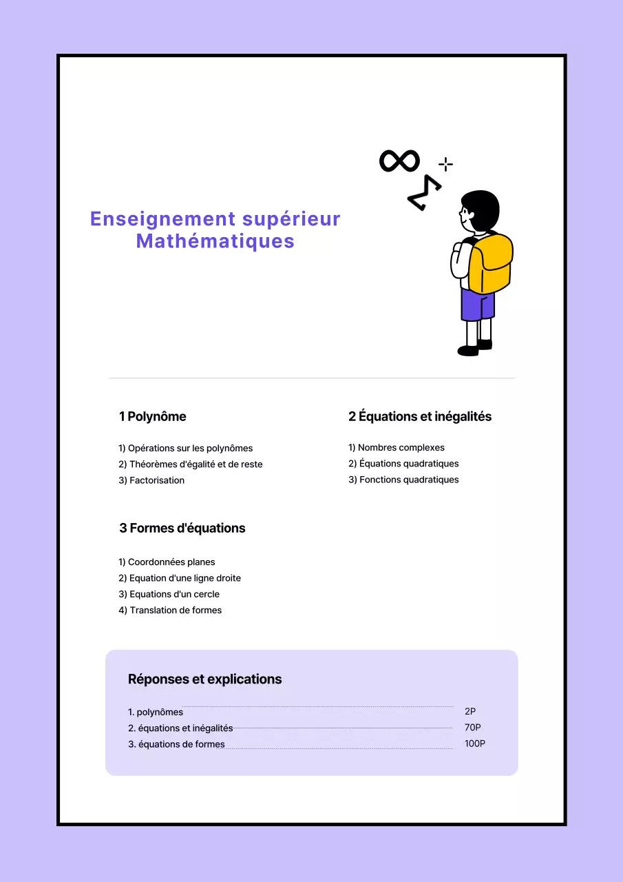 Couvertures de mathématiques supérieures qui se terminent par un simple volume en violet
