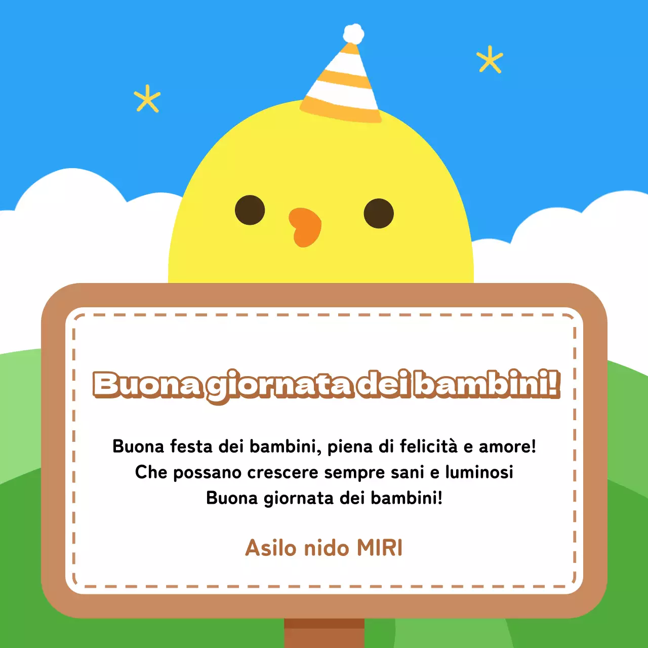 Pubblicizzare un evento per la Giornata dei bambini in giallo e verde