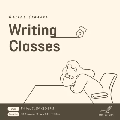 Beige Minimal Writing Course Social Media Post