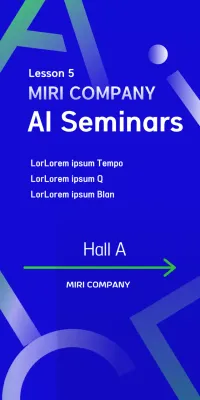 Artificial intelligence AI embellishment banner design with blue background corporate institute seminar company alphabet English