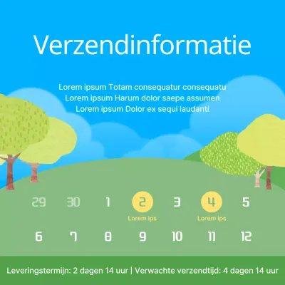 Nature's Shipping-afwerking in lichtblauw en limoengroen Geplande verzendgids