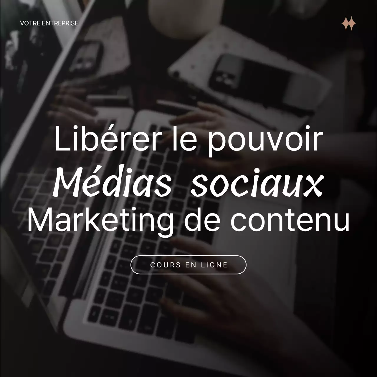 Publicité pour le marketing de contenu moderne noir et beige