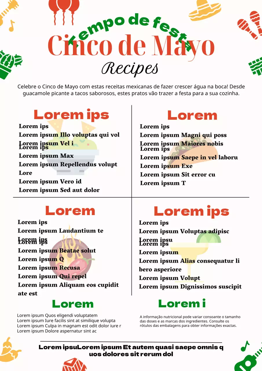 Receitas básicas brancas para o Cinco de Mayo