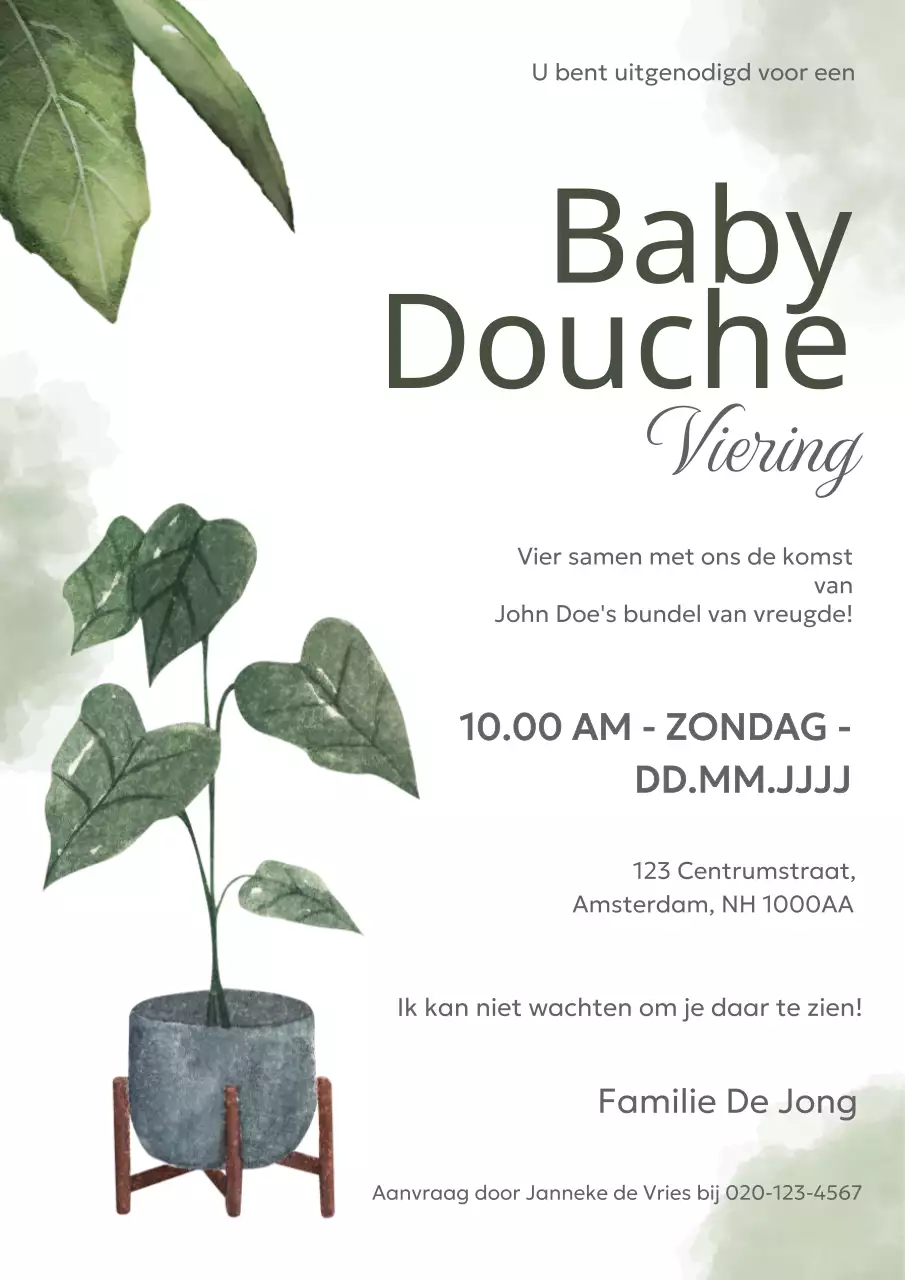 Ivoor groen natuurlijke uitnodigingskaart voor baby shower