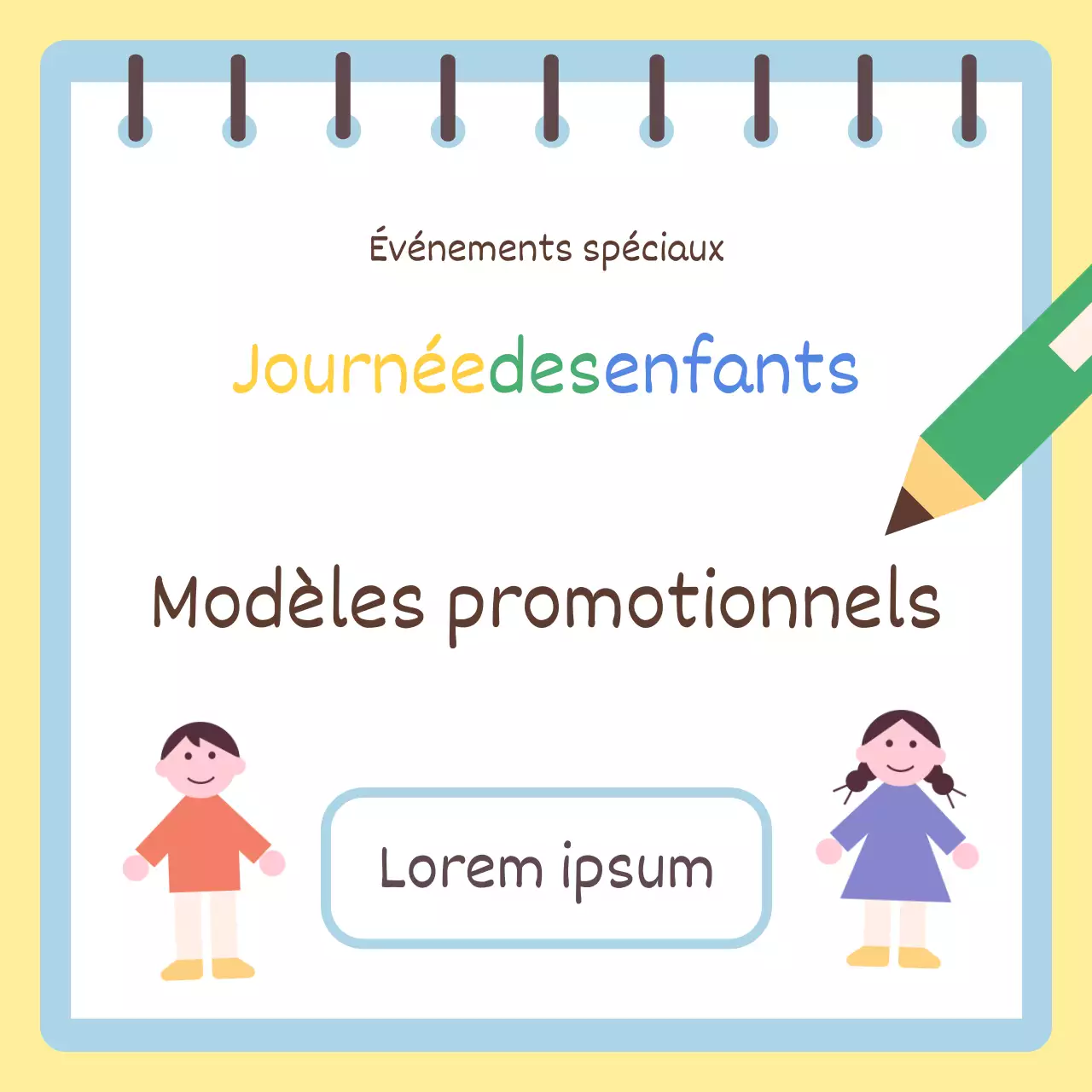 Annonce minimaliste de promotion de la Journée de l'enfance sur fond jaune