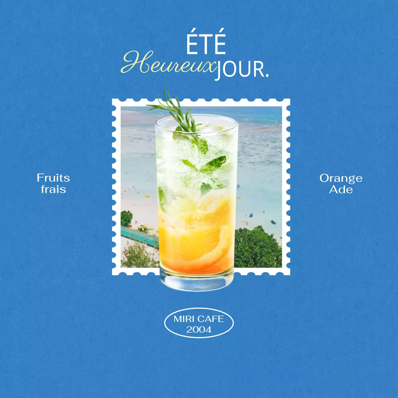 Concept promotionnel Cafe Aid en bleu et vert